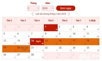Lịch nghỉ Tết Nguyên đán Mậu Tuất 2018 chính thức của người lao động