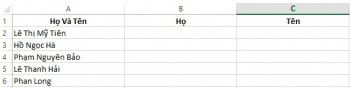 Tách họ và tên trên excel