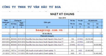 Cách làm sổ Nhật Ký Chung trên Excel