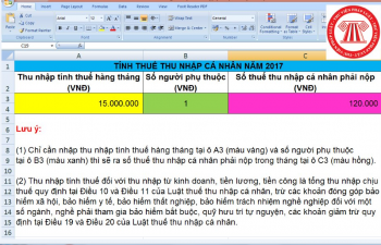 Đã cập nhật File Excel tính thuế thu nhập cá nhân 2017